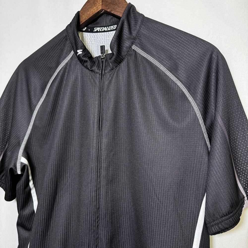 Specialized Mens Black Full Zip Cycling Jersey Short Sleeve Pinstripe XXL